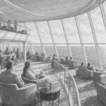 Illustration of the Waterfront and public spaces aboard Norwegian Encore