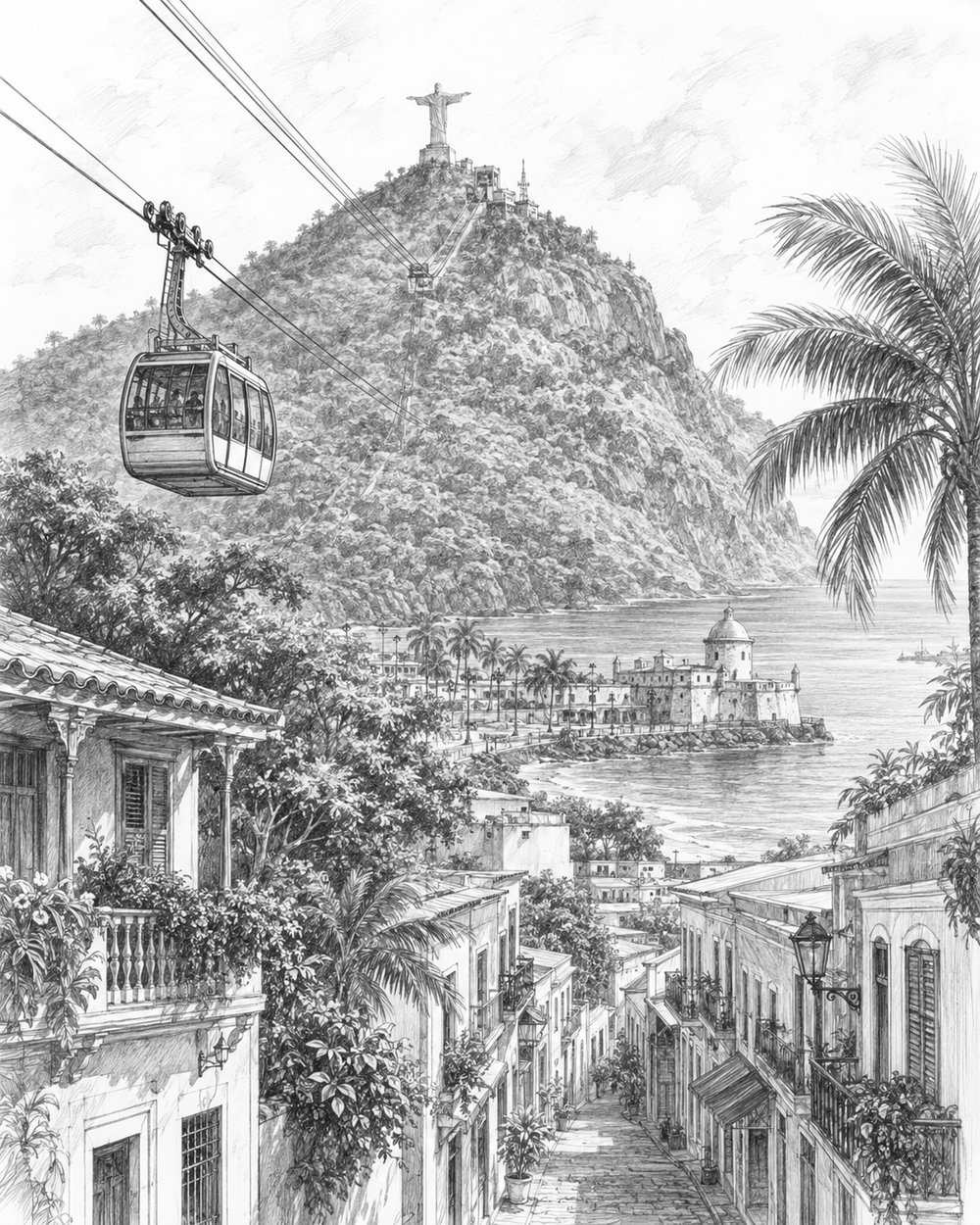 Illustration of Puerto Plata, Dominican Republic seen from Oasis of the Seas