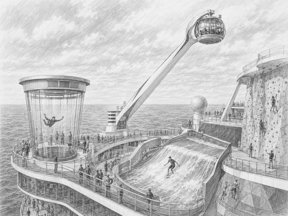 Illustration of the North Star capsule rising above Odyssey of the Seas