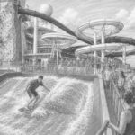 Illustration of the Sky Pad virtual-reality bungee trampoline on Independence of the Seas