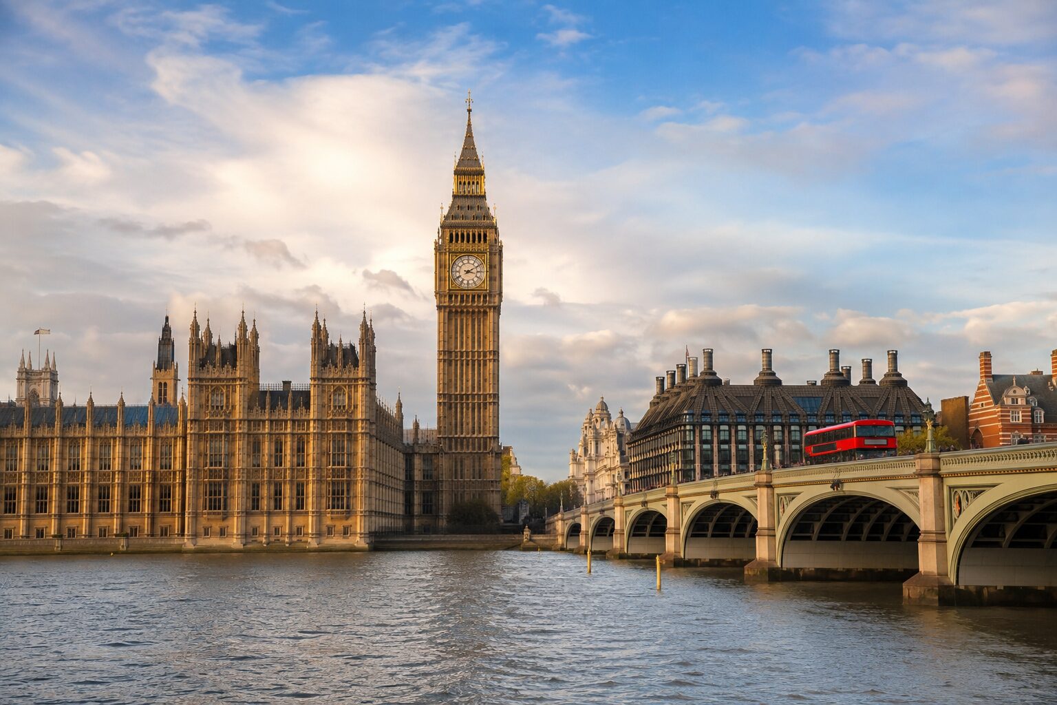 London skyline, Westminster and the River Thames