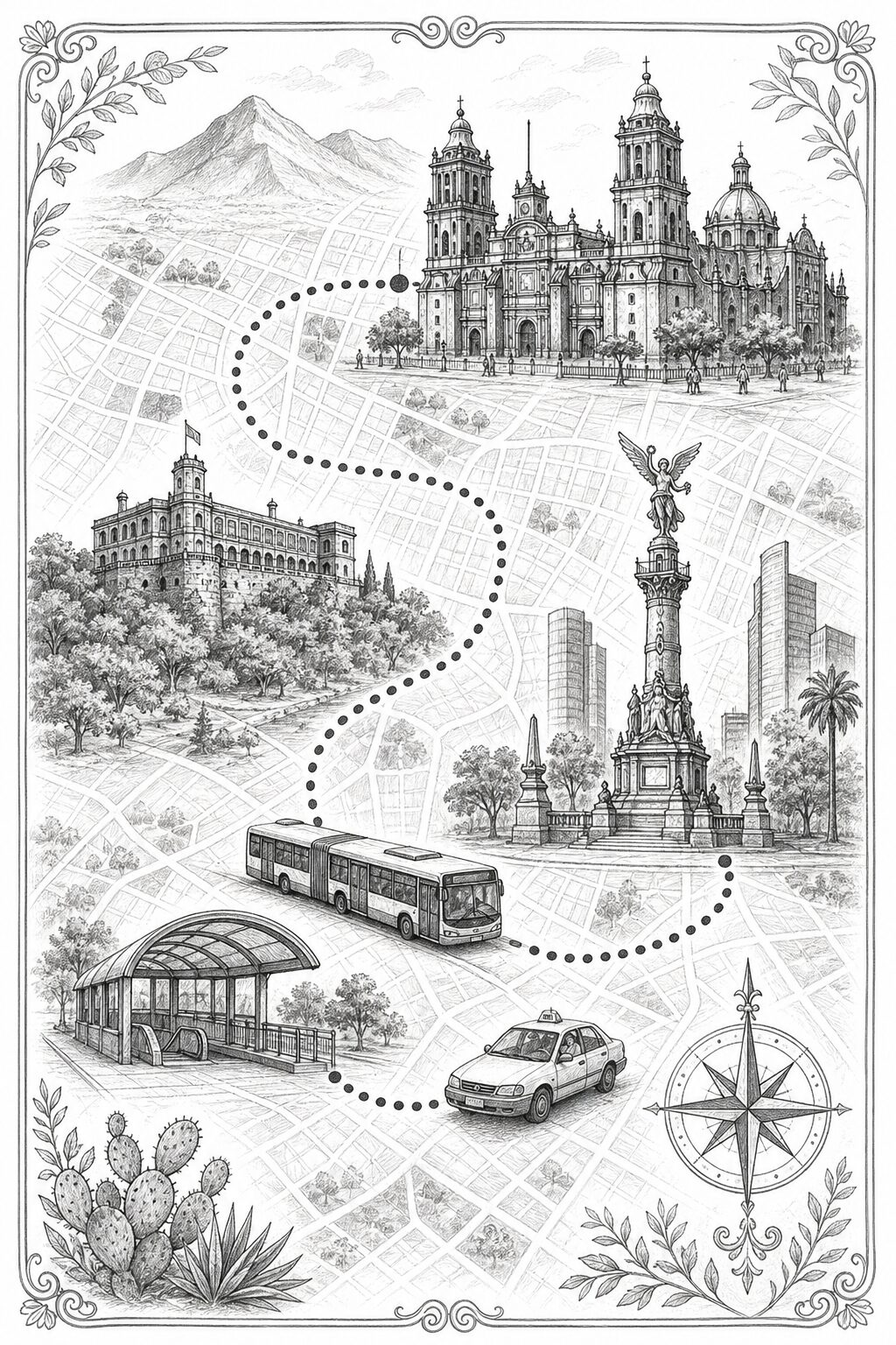 Mexico City travel planning illustration