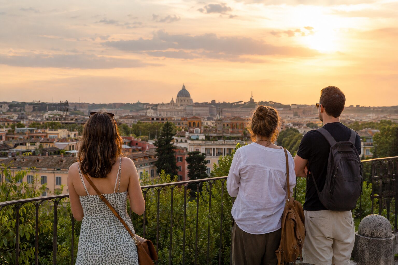 Travelers enjoying a free view over Rome