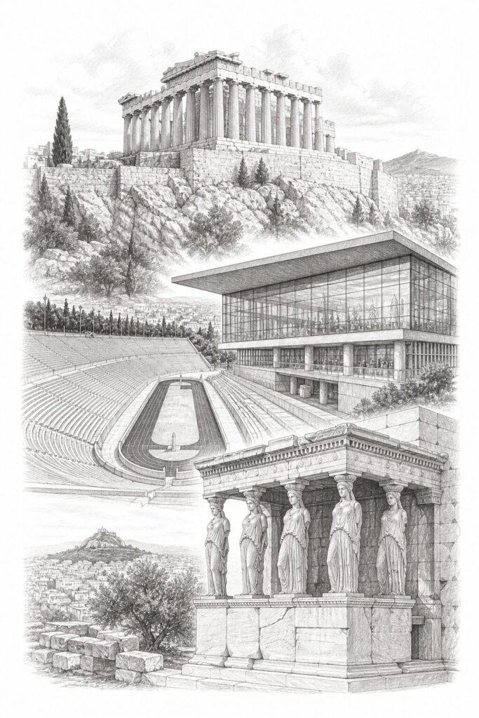 Athens travel planning illustration