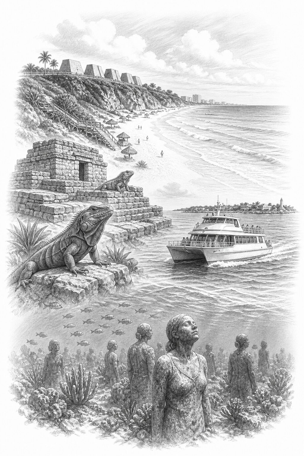 Cancun travel planning illustration
