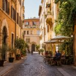 Inviting cobbled neighborhood street in Rome